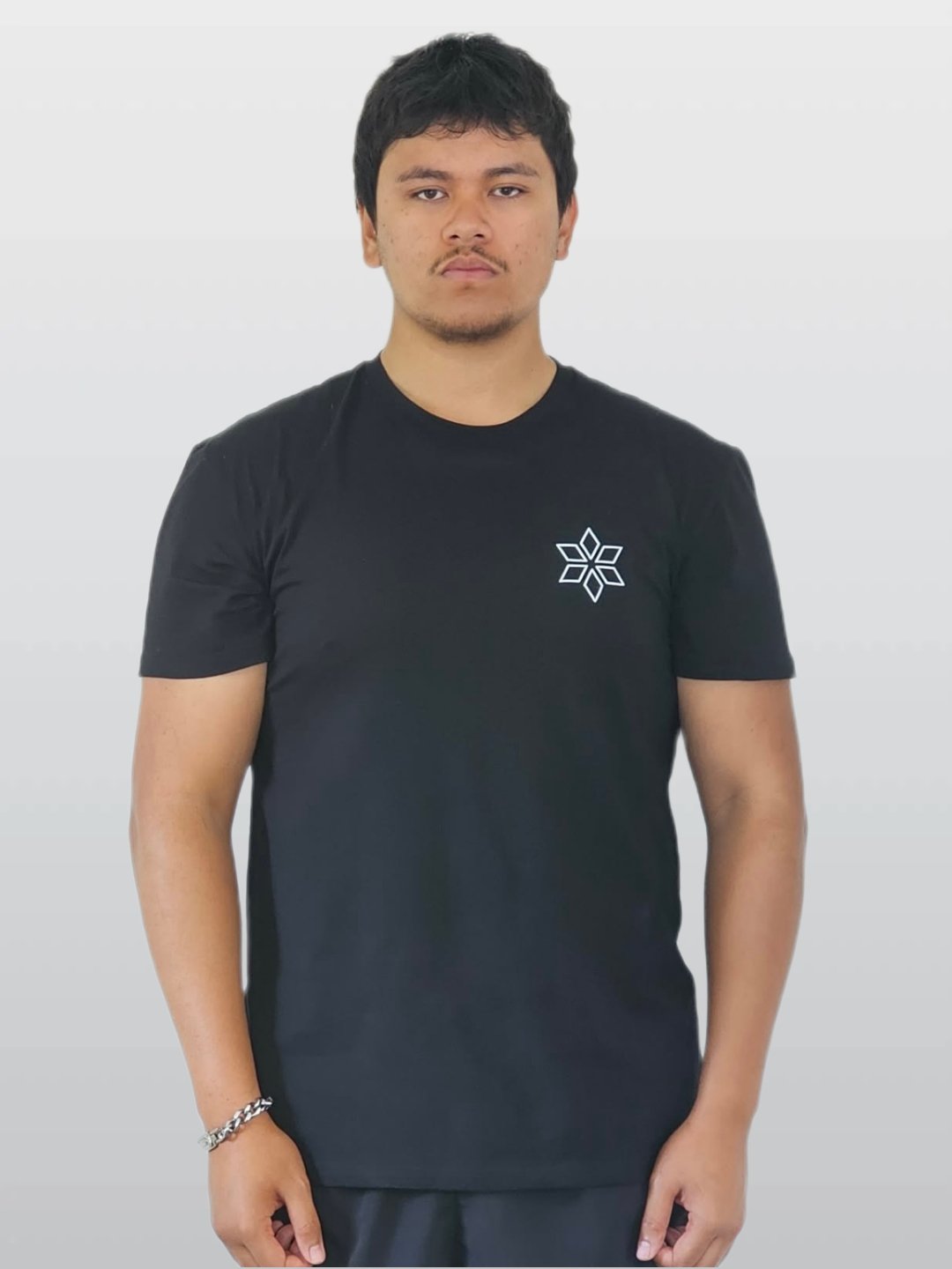 Maori wearing black t-shirt NZ pride