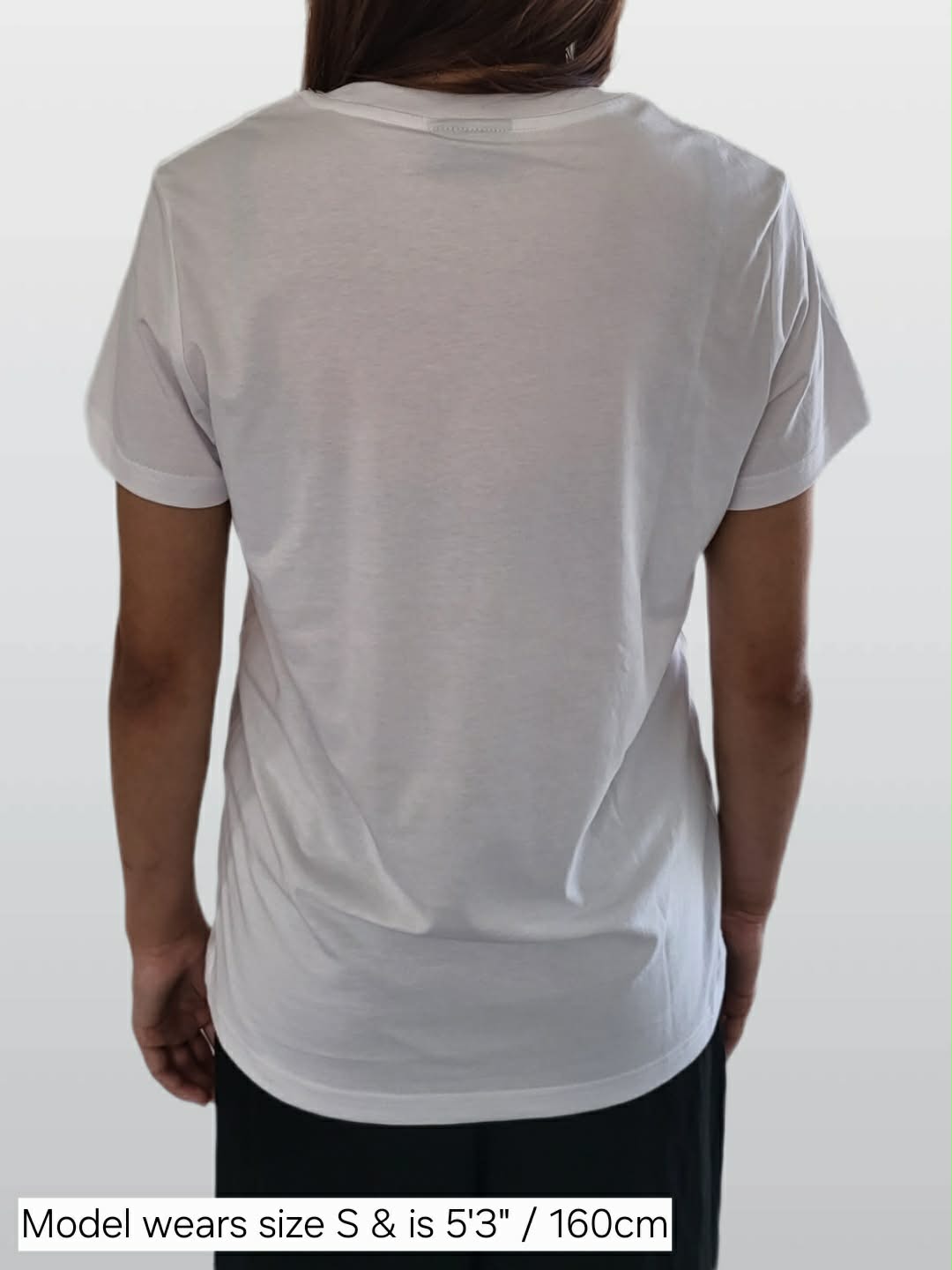 Woman wearing classic white t-shirt NZ